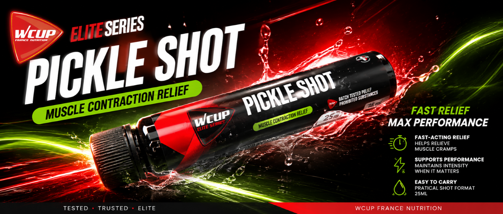 Pickle shot WCUP FRANCE NUTRITION SPORTIVE ENERGY HYDRATATION ENERGETIQUE PROTEINE ELECTROLYTE